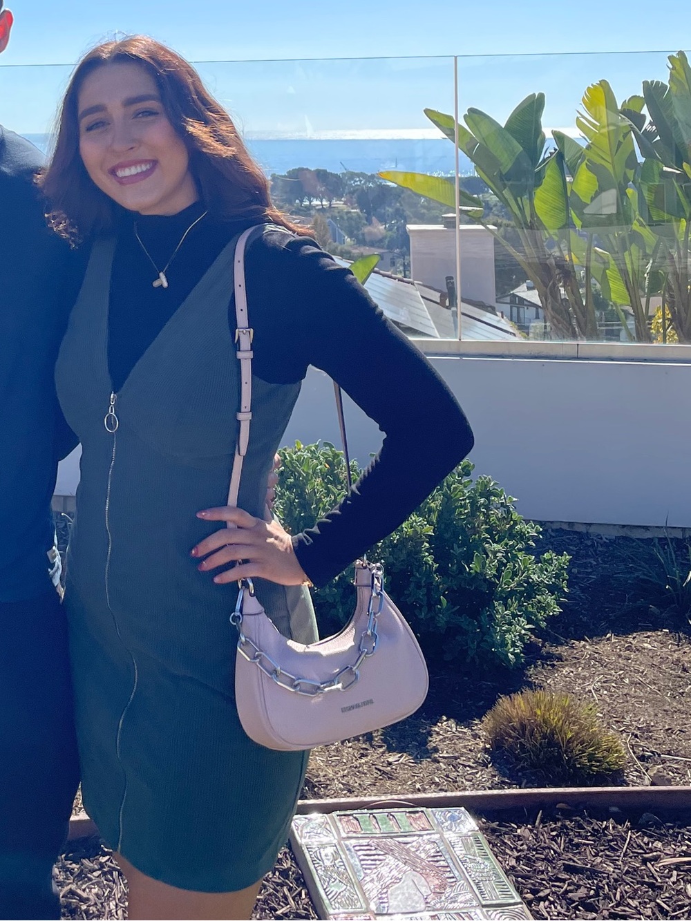 Francesca's Collections Olive Green Midi Dress with V-Neck